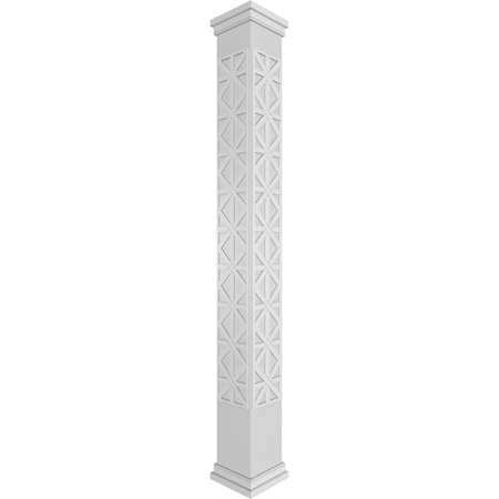 Ekena Millwork Craftsman Classic Square Non-Tapered Imperial Fretwork Column w/ Prairie Capital & Prairie Base CC0810ENIMPPRPR